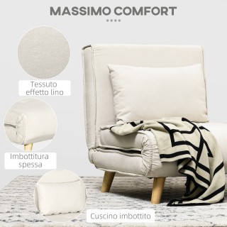 HOMCOM  Πολυθρόνα-Κρεβάτι 2 σε 1 με Ρυθμιζόμενη Πλάτη και Μαξιλάρι,...