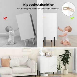 Costway Λευκή Ντουλάπα Μπουφέ 2 Πορτών με Ράφι, Μεταλλικά Πόδια, Πρ... Costway Λευκή Ντουλάπα Μπουφέ 2 Πορτών με Ράφι, Μεταλλικά Πόδια, Πρ...