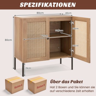 Costway Πλαϊνή ντουλάπα με πόρτες από ρατάν, επιφάνεια εργασίας κα... Costway Πλαϊνή ντουλάπα με πόρτες από ρατάν, επιφάνεια εργασίας κα...