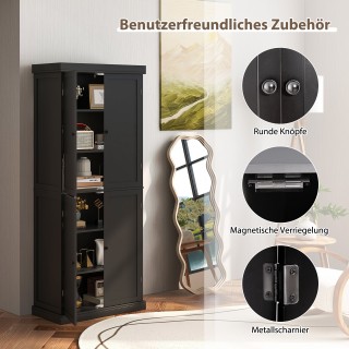 Costway  Μαύρος Ψηλός Ντουλάπι με 4 Πόρτες & 6 Θέσεις, Ιδανικό για ...