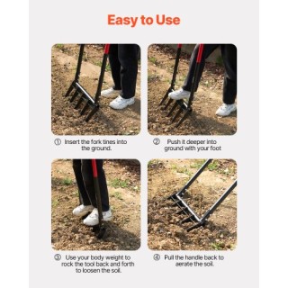 VEVOR Φτυάρι Κήπου με 5 Δόντια σε Σχήμα U από Χάλυβα Μαγγανίου, Εργ...