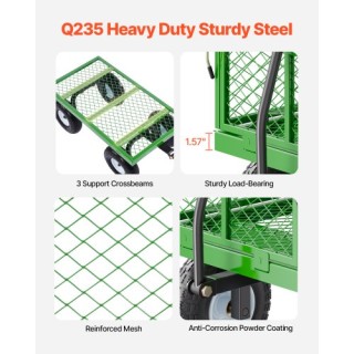 VEVOR Ατσάλινο Καρότσι Κήπου 680lb Βαρέως Τύπου με Ρόδες 10in ZXHYT...