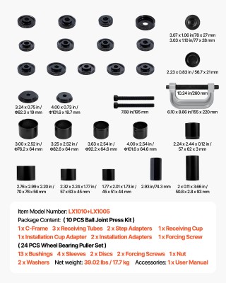 VEVOR Σύστημα Πρέσας Ρουλεμάν, 10+24 Τεμάχια, 2 σε 1 Σετ Πίεσης Σφα... VEVOR Σύστημα Πρέσας Ρουλεμάν, 10+24 Τεμάχια, 2 σε 1 Σετ Πίεσης Σφα...