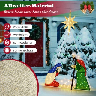 Costway Υπαίθρια Φάτνη 180 εκ με 240 Θερμά Λευκά LED Φώτα Χριστουγέ...