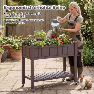 Costway Υπερυψωμένο διαιρούμενο παρτέρι λαχανικών με ρόδες και δείκ...