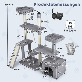 Costway Δέντρο Γρατζουνίσματος με Περιστρεφόμενο Σχέδιο, Γάτες Δέντ...