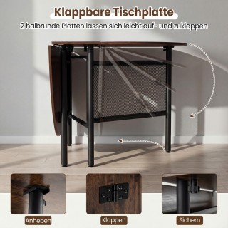 Costway Πτυσσόμενο οβάλ τραπέζι τραπεζαρίας για 6-8 άτομα, καφέ KC5...