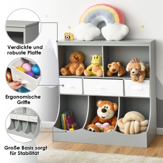 Παιδική Ραφιέρα για Παιχνίδια με 5 Ράφια & 3 Συρτάρια Γκρι Costway ...