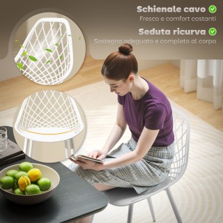 HOMCOM Σετ 4 Μοντέρνες Καρέκλες Τραπεζαρίας με Διάτρητη Πλάτη από Π... HOMCOM Σετ 4 Μοντέρνες Καρέκλες Τραπεζαρίας με Διάτρητη Πλάτη από Π...