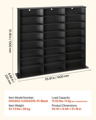 VEVOR Πολυμέσα Ντουλάπι Αποθήκευσης, 8 Επίπεδα Ραφιέρα για CD & DVD...