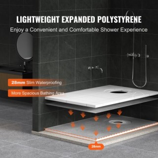 Σετ Ντουζιέρας VEVOR με Αποχέτευση 160mm, 1524x965mm  LYAZDB6038YCZ...