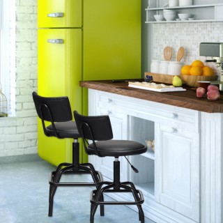 Costway Ρυθμιζόμενο Σκαμπό Μπαρ με Τεχνητό Δέρμα & Επενδυμένη Πλάτη...