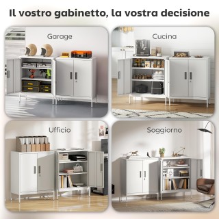 HOMCOM Μεταλλική Ντουλάπα Γραφείου με 2 Ρυθμιζόμενα Ράφια και Κλείδ...