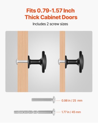 VEVOR Μανιτάρια Μαύρα Χερούλια Ντουλαπιών Ø31 x 27 mm - Σετ 30 τεμα...