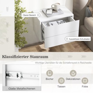 Costway Επιτοίχιο Κομοδίνο 42 x 30 x 28 cm με 2 Συρτάρια για Στερεο...