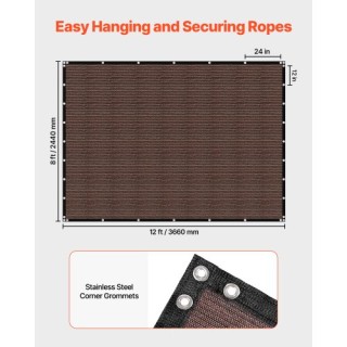 VEVOR Οθόνη Ιδιωτικότητας 8x12 ft για Κήπο (Καφέ) JBZGB96FT185N15YX...