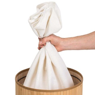 BAKAJI  Πτυσσόμενο Καλάθι Απλύτων από Μπαμπού και Ύφασμα με Χειρολα...