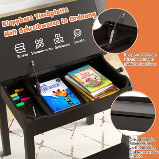 Costway Παιδικό Τραπέζι & Καρέκλα από Μασίφ Ξύλο με Αναδιπλούμενη Ε...