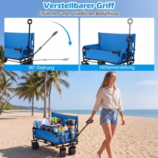 Costway Διπλό Καρότσι 2-σε-1 για Παραλία με Αναδιπλούμενο Κάθισμα κ...