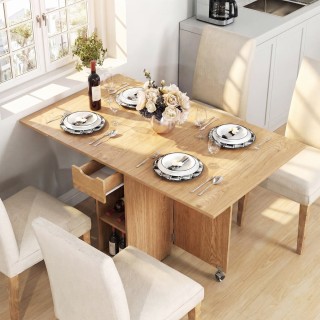 Costway Πτυσσόμενο Τραπέζι Φαγητού με 2 Ρόδες, Διπλή Επιφάνεια Αποθ... Costway Πτυσσόμενο Τραπέζι Φαγητού με 2 Ρόδες, Διπλή Επιφάνεια Αποθ...