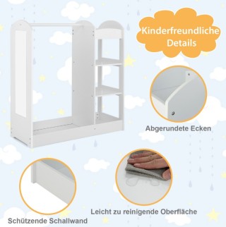 Παιδική Ντουλάπα Με Καθρέφτη-Λευκή TP10021WH Costway