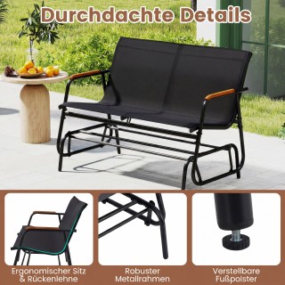 Costway Κούνια-παγκάκι βεράντας 2 ατόμων με κυρτά μπράτσα από ξύλο ...