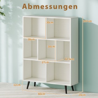 Costway  Βιβλιοθήκη με Ξύλινα Πόδια & 3 Ράφια - Μοντέρνος Σχεδιασμό...