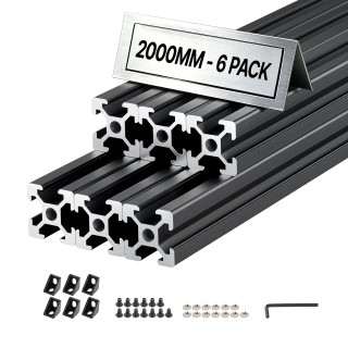 VEVOR Προφίλ Αλουμινίου 2020 T-Slot 2000 mm, Μαύρο, Σετ 6 Τεμαχίων ...