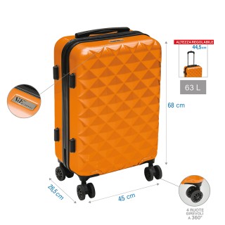 Galileo Σετ 2 πορτοκαλιών βαλιτσών με 4 περιστρεφόμενες ρόδες 360 κ...