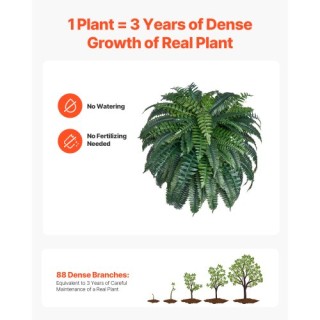 VEVOR Τεχνητή Βοστώνια Φτέρη Μεγάλη 88 Κλαδιά Εσωτερική Εξωτερική Δ... VEVOR Τεχνητή Βοστώνια Φτέρη Μεγάλη 88 Κλαδιά Εσωτερική Εξωτερική Δ...