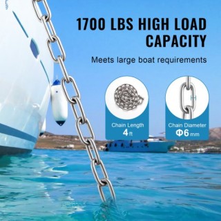 Αλυσίδα Άγκυρας Βάρκας Ανοξείδωτη 1/4 x 4 με Δύο Σακίδια - VEVOR C... Αλυσίδα Άγκυρας Βάρκας Ανοξείδωτη 1/4 x 4 με Δύο Σακίδια - VEVOR C...