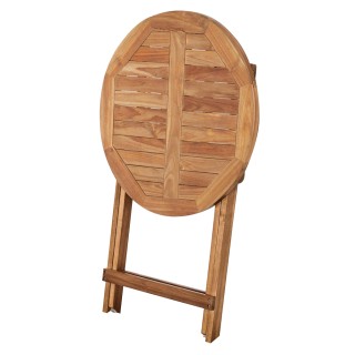 BAKAJI  Πτυσσόμενο Στρογγυλό Τραπέζι Κήπου από Τικ Διάμετρος 80 για...