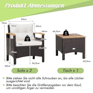 Costway Σετ Επίπλων Βεράντας 3 Τεμαχίων με Καρέκλες και Τραπεζάκι ... Costway Σετ Επίπλων Βεράντας 3 Τεμαχίων με Καρέκλες και Τραπεζάκι ...