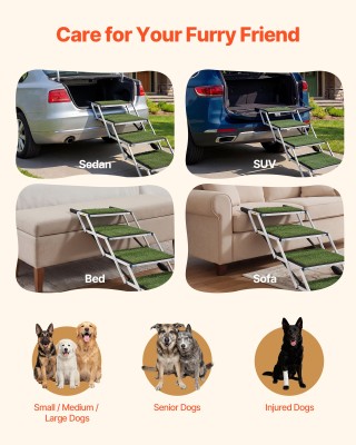 VEVOR Σκάλα Αυτοκινήτου για Σκύλους 4 Σκαλοπατιών Πτυσσόμενη Αντιολ...