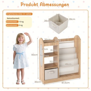 Costway Παιδική Βιβλιοθήκη με Ολόσωμο Καθρέφτη και Οργανωτή Αποθήκε...