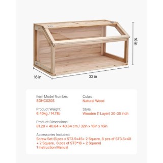 VEVOR Ξύλινο Κλουβί Χάμστερ 32 για Μικρά Ζώα MZCSLYMS1C30T0RYEV0