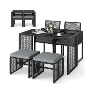 Costway Σετ 5τμχ Rattan Κήπου με 2 Καρέκλες, Μαξιλάρια, Σκαμπό & Τρ... Costway Σετ 5τμχ Rattan Κήπου με 2 Καρέκλες, Μαξιλάρια, Σκαμπό & Τρ...