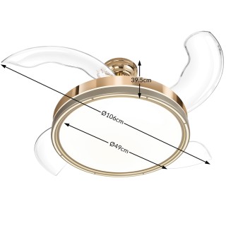 BAKAJI  Ανεμιστήρας Οροφής με Φωτιστικό 4 Αναδιπλούμενες Λεπίδες Τη...