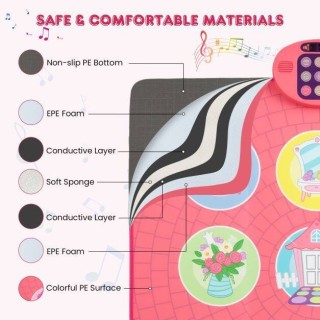 Costway Παιδικό Χορευτικό Χαλάκι με 5 Λειτουργίες & 9 Ήχους Πιάνου ... Costway Παιδικό Χορευτικό Χαλάκι με 5 Λειτουργίες & 9 Ήχους Πιάνου ...