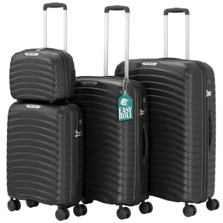 PROVITERA Σετ από 4 Σκληρές Μαύρες Βαλίτσες από Ανθεκτικό Πολυπροπυ...