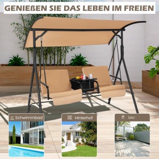 Costway  Διθέσια Κούνια Βεράντας με Ρυθμιζόμενη Οροφή και Αποσπώμεν...