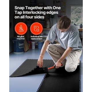 VEVOR Πλακάκια Δαπέδου Γκαράζ Διασυνδεόμενα, Σετ 8 τεμαχίων, Μαύρα,...
