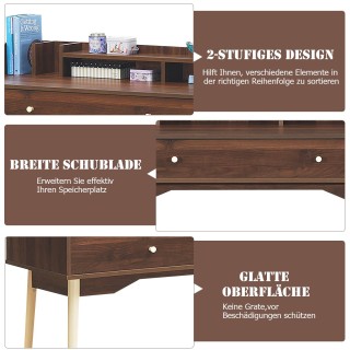 Costway Πολυλειτουργικό Γραφείο Υπολογιστή με Ράφια και Συρτάρι απ... Costway Πολυλειτουργικό Γραφείο Υπολογιστή με Ράφια και Συρτάρι απ...