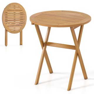 Costway Πτυσσόμενο Στρογγυλό Τραπέζι Κήπου από Ξύλο Ακακίας Ø67 εκ....