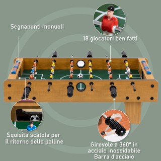 HOMCOM Πτυσσόμενο Ποδοσφαιράκι για Ενήλικες και Παιδιά με 2 Μπάλες ...