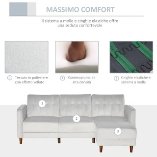 HOMCOM 3θέσιος καναπές-κρεβάτι με 1 τετράγωνο υποπόδιο και ανακλινό...