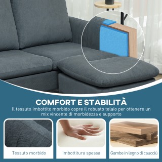 HOMCOM Γωνιακός Καναπές 3 Θέσεων με Αντιστρέψιμη Σεζλόνγκ, από Ύφασ... HOMCOM Γωνιακός Καναπές 3 Θέσεων με Αντιστρέψιμη Σεζλόνγκ, από Ύφασ...