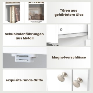 Costway  Λευκή Ελεύθερη Ψηλή Ντουλάπα Μπάνιου με 4 Πόρτες & Συρτάρι...