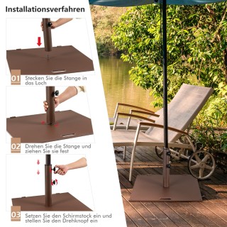 Costway Βάση Ομπρέλας Εξωτερικού Χώρου με Ρόδες και Ρυθμιζόμενους Π...