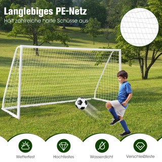Costway  Ποδοσφαιρικό Τέρμα 365 x 182 cm με Ανθεκτικό Δίχτυ & 6 Πασ...